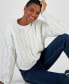 Фото #3 товара Women's Cable Knit Crewneck Sweater, Created for Macy's