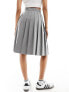 ASOS DESIGN knee length pleated midi skirt in grey