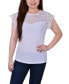 ფოტო #1 პროდუქტის Petite Size Crepe Knit Top with Lace Flanged Sleeve and Yoke