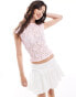 Фото #1 товара ASOS DESIGN sheer lace slash neck baby tee in baby pink