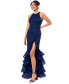 Women's Sequined Lace Ruffle-Hem Gown