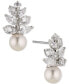 ფოტო #1 პროდუქტის Rhodium-Plated Cubic Zirconia & Imitation Pearl Vine Drop Earrings, Created for Macy's
