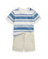 ფოტო #1 პროდუქტის Baby Boys Striped Jersey Tee and Chino Short Set