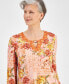 Фото #3 товара Блузка JM Collection женская с длинным рукавом и вырезом с цветочным узором, с отделкой на металлических элементах, созданная для Macy's