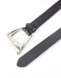 My Accessories square sculptural belt in black and silver