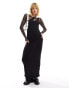 Фото #2 товара COLLUSION long sleeve double layer mesh maxi dress in black