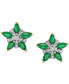 Фото #3 товара Emerald (1 ct. t.w.) & Diamond (1/5 ct. t.w.) Flower Stud Earrings in 14k Gold