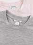 Monki 2 pack t-shirt in pink and grey melange