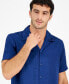 Фото #3 товара Men's Snake Skin Shirt Sleeve Button-Front Satin Shirt, Created for Macy's