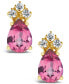 ფოტო #6 პროდუქტის Pink Topaz (1-3/4 ct. t.w.) and Diamond (1/8 ct. t.w.) Stud Earrings in 14K Yellow Gold or 14K White Gold