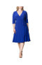 Фото #1 товара Plus Size Essential Wrap Dress with 3/4 Sleeves