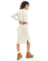 Фото #3 товара Threadbare v neck cable knitted midi jumper dress in beige