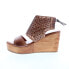 Фото #5 товара Bed Stu Enid F376011 Womens Brown Leather Slip On Wedges Sandals Shoes