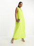 Фото #5 товара ASOS DESIGN sleeveless chiffon oversized smock dress with high godet detail in lime