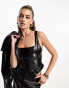 Фото #1 товара Naked Wardrobe croc leather look corset top co-ord in black