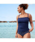 Women's Chlorine Resistant Bandeau Tankini Swimsuit Top with Removable Adjustable Straps