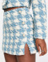 Miss Selfridge button through dogtooth mini skirt co-ord in blue BLAU, 36 - фото #1