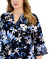 Plus Size Dot-Print Flutter-Sleeve Blouse