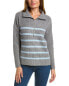 Фото #1 товара Forte Cashmere Striped Rib Mock Neck Wool & Cashmere-Blend 1/2-Zip Sweater