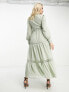 Фото #3 товара ASOS DESIGN Maternity tufted dobby lace insert maxi dress in light sage