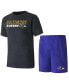 ფოტო #1 პროდუქტის Men's Purple, Black Baltimore Ravens Meter T-shirt and Shorts Sleep Set
