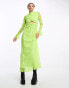 Something New x Lame. Cobain high neck lace maxi dress with cut outs in acidic lime green Кислая известь, XS - фото #2