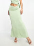 Фото #4 товара Aria Cove satin fishtail maxi skirt co-ord in sage green