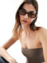 Фото #2 товара ASOS DESIGN bevel oval sunglasses in black with brown lens