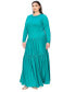 ფოტო #2 პროდუქტის Plus Size Tiered Maxi Dress with Long Sleeves