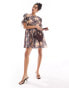 Фото #3 товара & Other Stories mini smock dress with tie detail volume sleeves in textured floral print