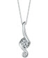 ფოტო #1 პროდუქტის Proud Mom Diamond Swirl Pendant Necklace (1/3 ct. t.w.) in 14k White Gold