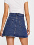 Фото #3 товара Monki denim button through mini skirt in mid blue wash