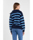 ფოტო #3 პროდუქტის Women's Striped Knit Zip Pullover Sweater
