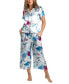 ფოტო #1 პროდუქტის Women's 2-Pc. Ayanna Cropped Satin Pajamas Set