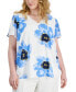 ფოტო #1 პროდუქტის Plus Size Floral V-Neck Flutter-Sleeve Top