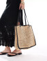 Фото #3 товара Mango oversized crochet tipped shoulder bag in brown