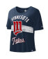 Фото #1 товара Women's Navy Distressed Minnesota Twins Cooperstown Collection Record Setter Crop Top