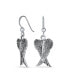 ფოტო #1 პროდუქტის Spiritual Amulet Feather Heart Shaped Guardian Angel Wings Dangle Earrings For Women Teens Oxidized .925 Sterling Silver Fish Hook