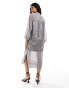 Never Fully Dressed Lila sequin shirt midaxi dress in gunmetal