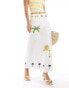 Never Fully Dressed Jaspre embroidered midi skirt in off white