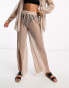 South Beach metallic plisse beach trouser in blush