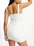 Фото #2 товара ASOS DESIGN Hourglass denim mini dress with sweetheart neckline in white