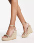 Glamorous espadrille wedge heeled sandals in gold