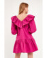 Women's Long Sleeve V Ruffled Mini Dress