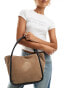 Glamorous shoulder bag with contrast piping in washed beige