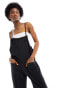 Monki lightweight denim dungarees in black