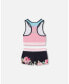 ფოტო #2 პროდუქტის Girl Two Piece Swimsuit Black With Big Flowers - Toddler Child