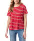 Women's Amanda Crewneck T-Shirt Red Poppy Stripe, S - фото #1