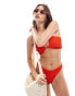 Фото #4 товара ASOS DESIGN Amy crinkle bandeau halter bikini top in tomato red