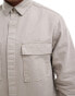 Фото #3 товара ASOS DESIGN overshirt with square collar and patch pocket in grey